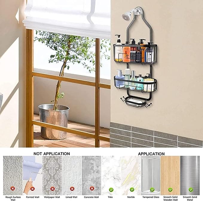Over Head Shower Organizer, Metal Bathroom Shelf, Head Hanging Shower Bathroom Organizer, Caddy Shower Storage Rack Basket With Hooks, Shower Shampoo Cosmetic Organizer Rack Over Head Shower Organizer, Metal Bathroom Shelf, Head Hanging Shower Bathroom Organizer, Caddy Shower Storage Rack Basket With Hooks, Shower Shampoo Cosmetic Organizer Rack